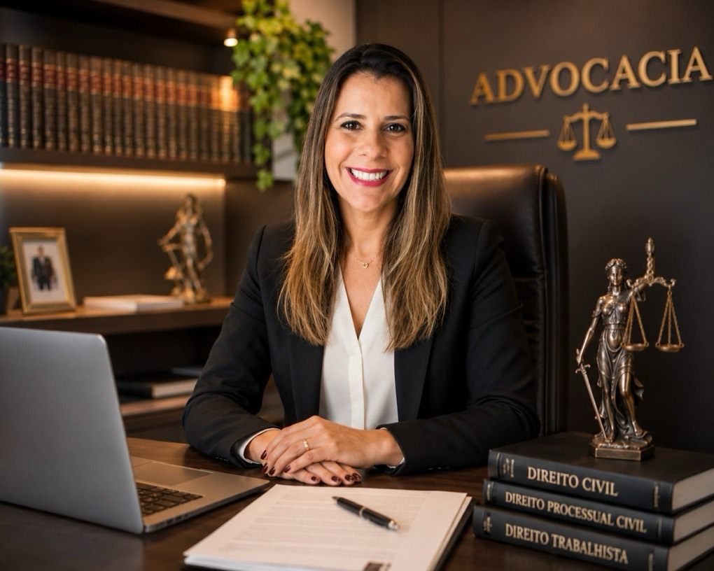 Dra. Amanda Ferreira de Souza em seu escritório